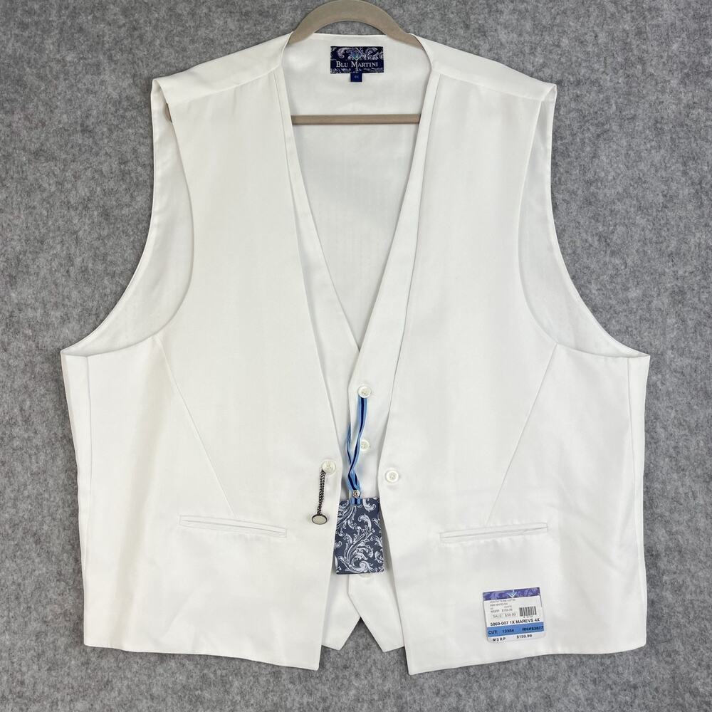 Blu Martini Vest Mens 4X‎ White Classic Preppy Wedding NWT